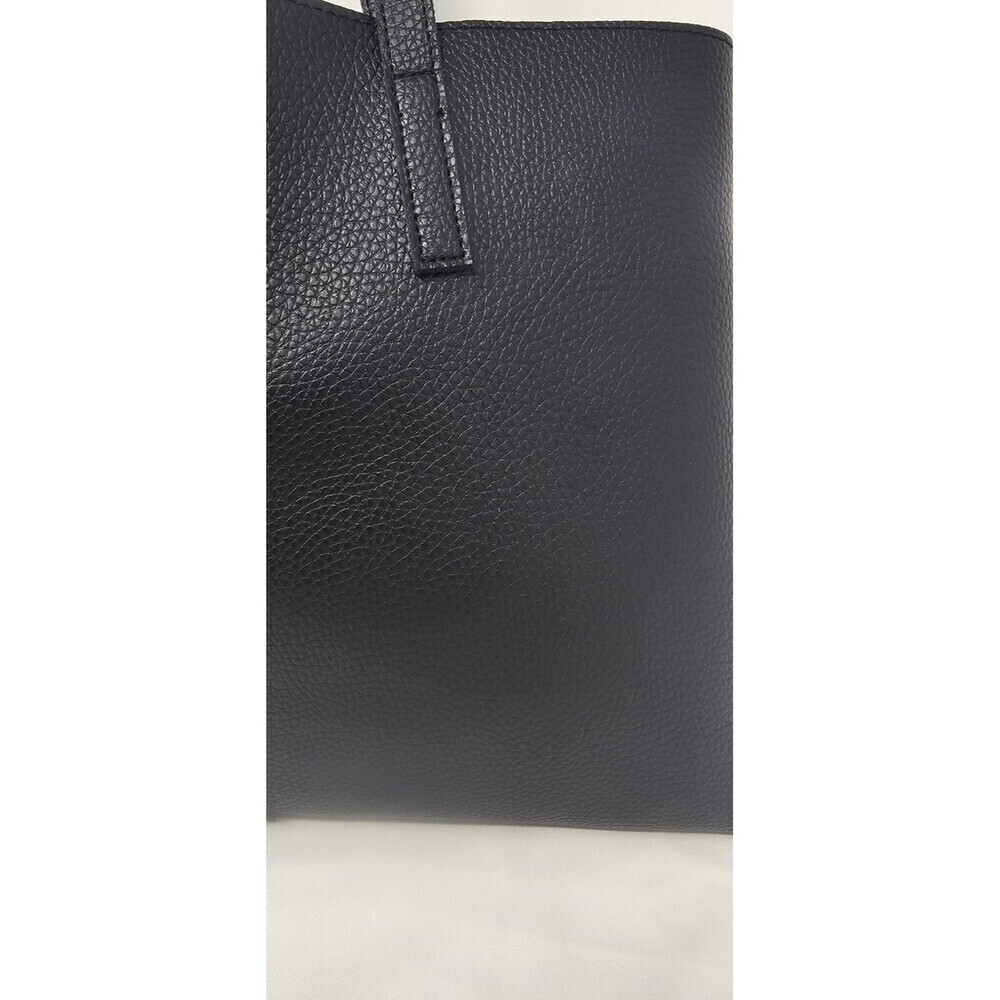 Vince Camuto Luck Tote Vegan Pebbled Leather Carryall Bag Purse Black Grey - Picture 4 of 16